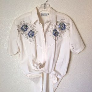 ❄️VTG embellished button down cotton shirt